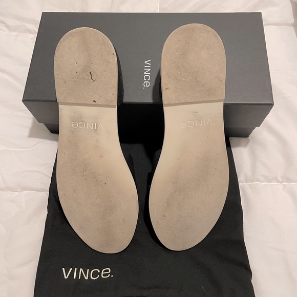 Vince Ida Open-Toe Leather Flat Black w Bone sole 8.5M - Picture 4 of 5